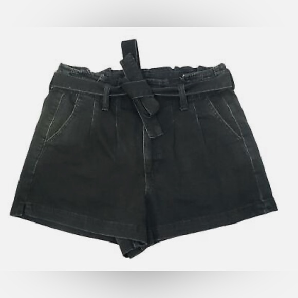 American Eagle Outfitters Pants - American Eagle Pleated Denim Black Shorts with Belt Size 2 Good Condition